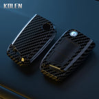 Car Key Cover Compatible with Volkswagen (VW) Golf 7 MK7 Tiguan MK2; SEAT Ateca Leon FR 2 Ibiza; Skoda Octavia – Carbon Fiber Style
