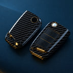 Car Key Cover Compatible with Volkswagen (VW) Golf 7 MK7 Tiguan MK2; SEAT Ateca Leon FR 2 Ibiza; Skoda Octavia – Carbon Fiber Style