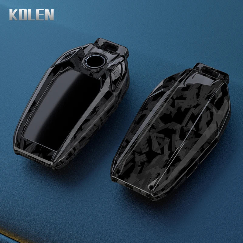 Car Key Cover Compatible with BMW 5 7 Series X3 X4 X5 X7 G30 G31 G11 G12 G01 GT G32 i8 – Carbon Fiber Style
