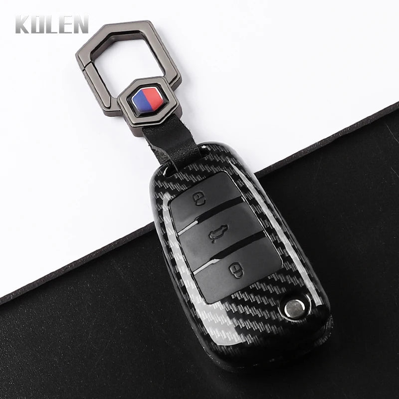 Car Key Cover Compatible with Audi C6 R8 A1 A3 Q3 A4 A5 Q5 A6 S6 A7 B6 B7 B8 8P 8V 8L TT RS S Line – Carbon Fiber Style