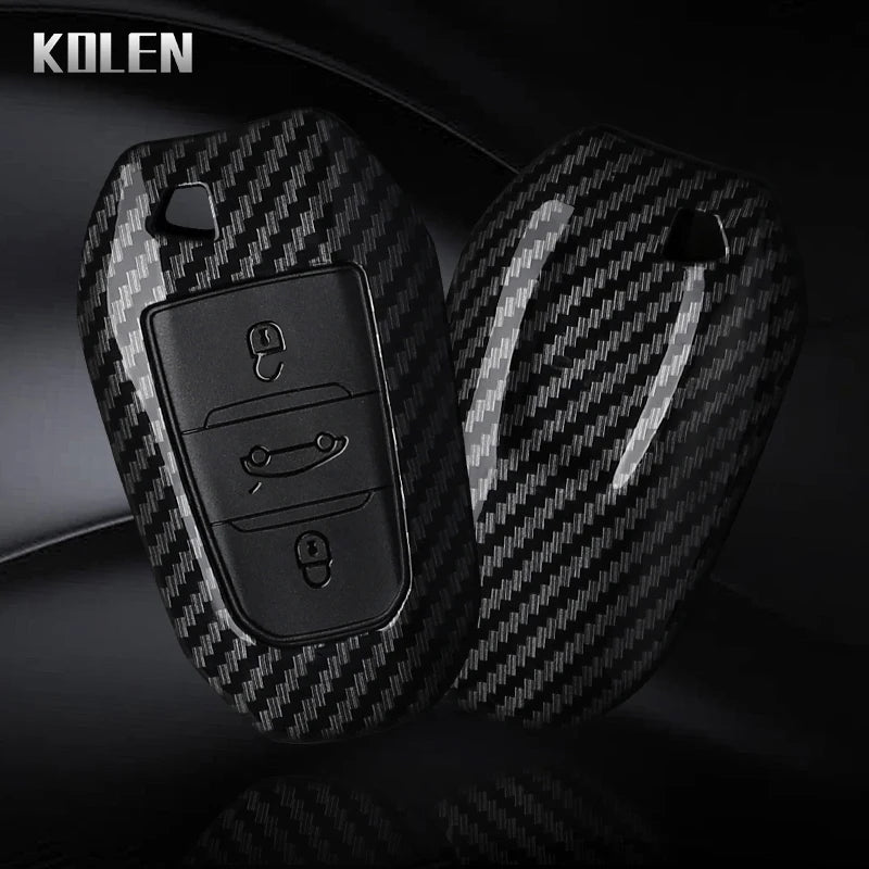 Car Key Cover Compatible with Peugeot 2008 3008 4008 5008 308 408 508; Citroen C1 C2 C4 C6 C3-XR Picasso Grand DS3 DS5 – Carbon Fiber Style