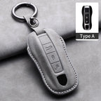 Leather Car Key Fob Cover Compatible with Porsche Panamera, Cayenne, 971, 911, 9YA, Macan, Boxster