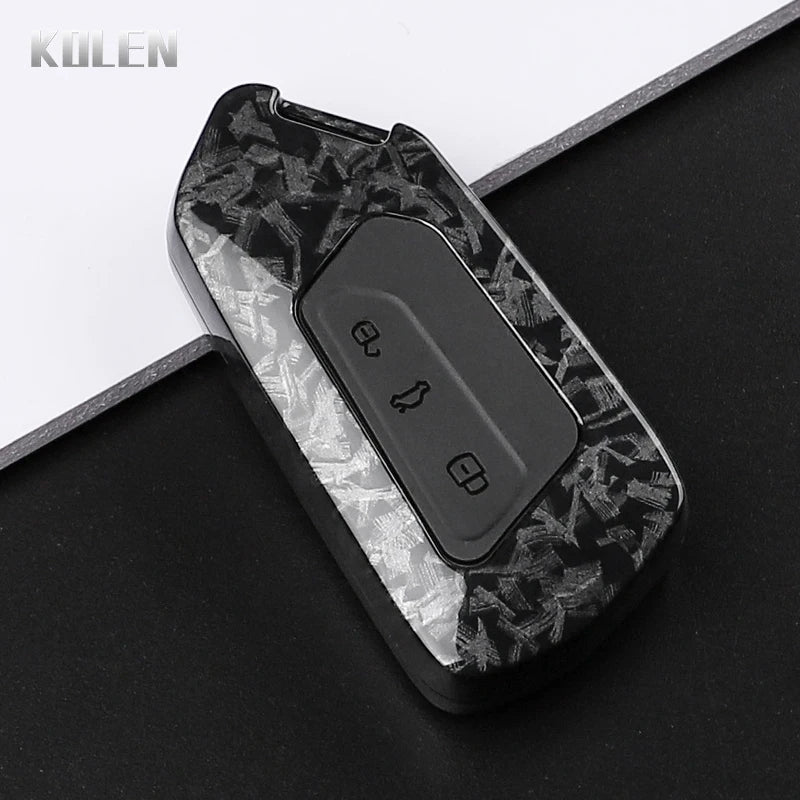 Car Key Cover Compatible with Volkswagen (VW) Golf 8 MK8 ID3 ID.4; CUPRA; Skoda Octavia A8; SEAT Leon MK4 – Carbon Fiber Style