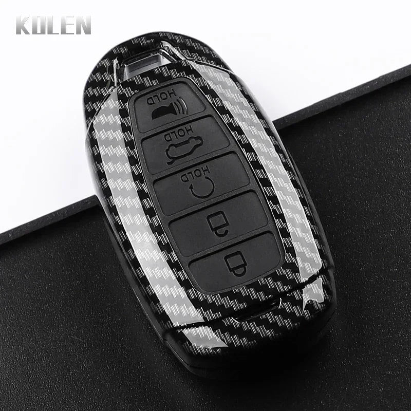 Car Key Cover Compatible with Hyundai i30 ix25 Elantra Kona Solaris Azera Grandeur IG TM Accent Santa Fe – Carbon Fiber Style