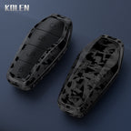 Car Key Cover Compatible with BYD Qin Plusdmi Atto 3 Han EV Dolphin – 4 Buttons – Carbon Fiber Style
