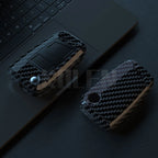 Car Key Cover Compatible with Volkswagen (VW) Golf 7 MK7 Tiguan MK2; SEAT Ateca Leon FR 2 Ibiza; Skoda Octavia – Carbon Fiber Style