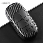 Car Key Cover Compatible with Jeep Renegade Grand Cherokee; Dodge Journey Charger; Chrysler 200 300 – Carbon Fiber Style