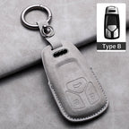 Leather Remote Key Fob Cover Compatible with Audi A4, B9, A5, A6, 8S, 8W, Q5, Q7, 4M, S4, S5, S7, TT, TTS, TFSI