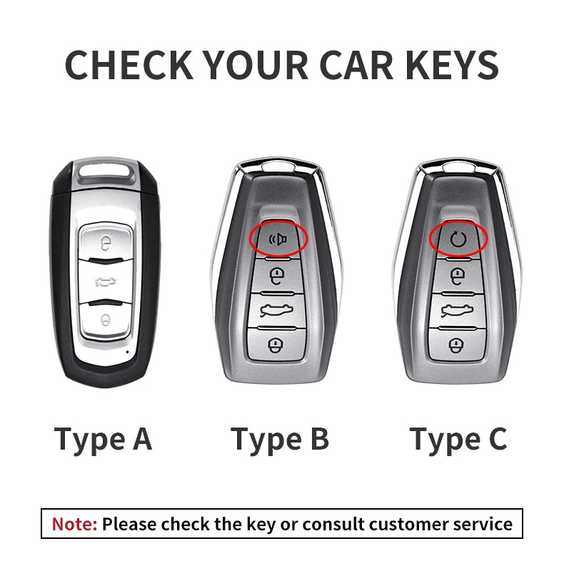Leather Car Key Cover Compatible with Geely Coolray, X6, Emgrand, Global Hawk, GX7, Atlas, Boyue, NL3, X7, EX7, Kulrey, GT, GC9
