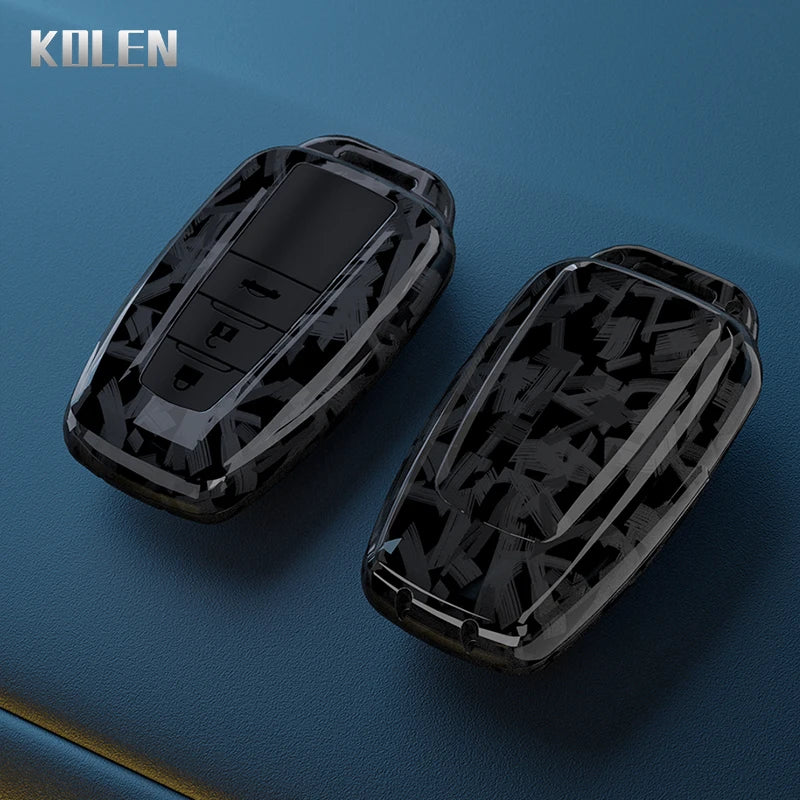 Car Key Cover Compatible with Toyota Prius Camry Corolla CHR C-HR RAV4 Land Cruiser Prado – Carbon Fiber Style