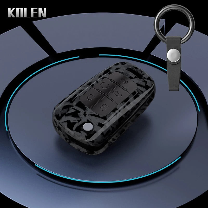 Car Key Cover Compatible with Chevrolet Cruze Aveo Trax Sail Malibu Captiva; Opel/Vauxhall Astra J Corsa Insignia Mokka – Carbon Fiber Style