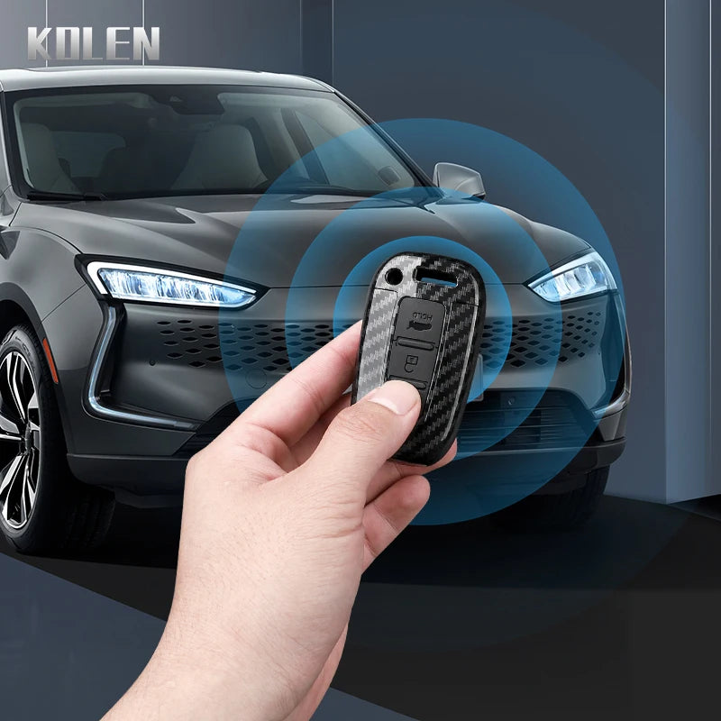 Car Key Cover Compatible with Hyundai ix35 Elantra Sonata 8 9; Kia Sportage K5 K2 Sorento Optima Forte – Carbon Fiber Style