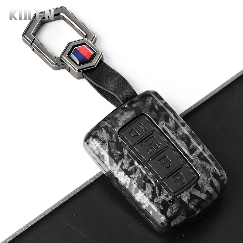Car Key Cover Compatible with Toyota Prius Plus Auris Camry RAV4 Corolla Avalon Highlander CHR Land Cruiser – Carbon Fiber Style