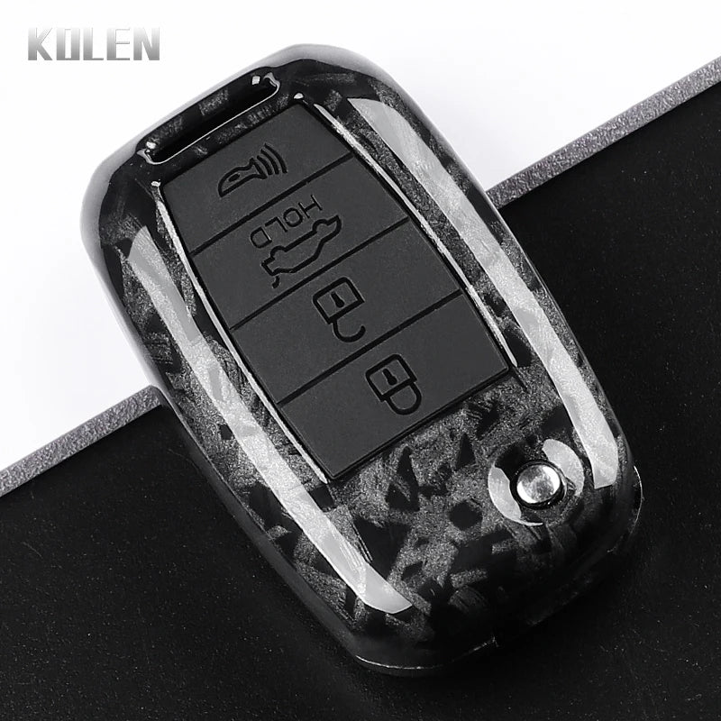 Car Key Cover Compatible with Kia Rio 3 K2 Ceed Cerato K3 Sportage 4 Picanto K5 Optima Sorento Forte Stinger – Carbon Fiber Style