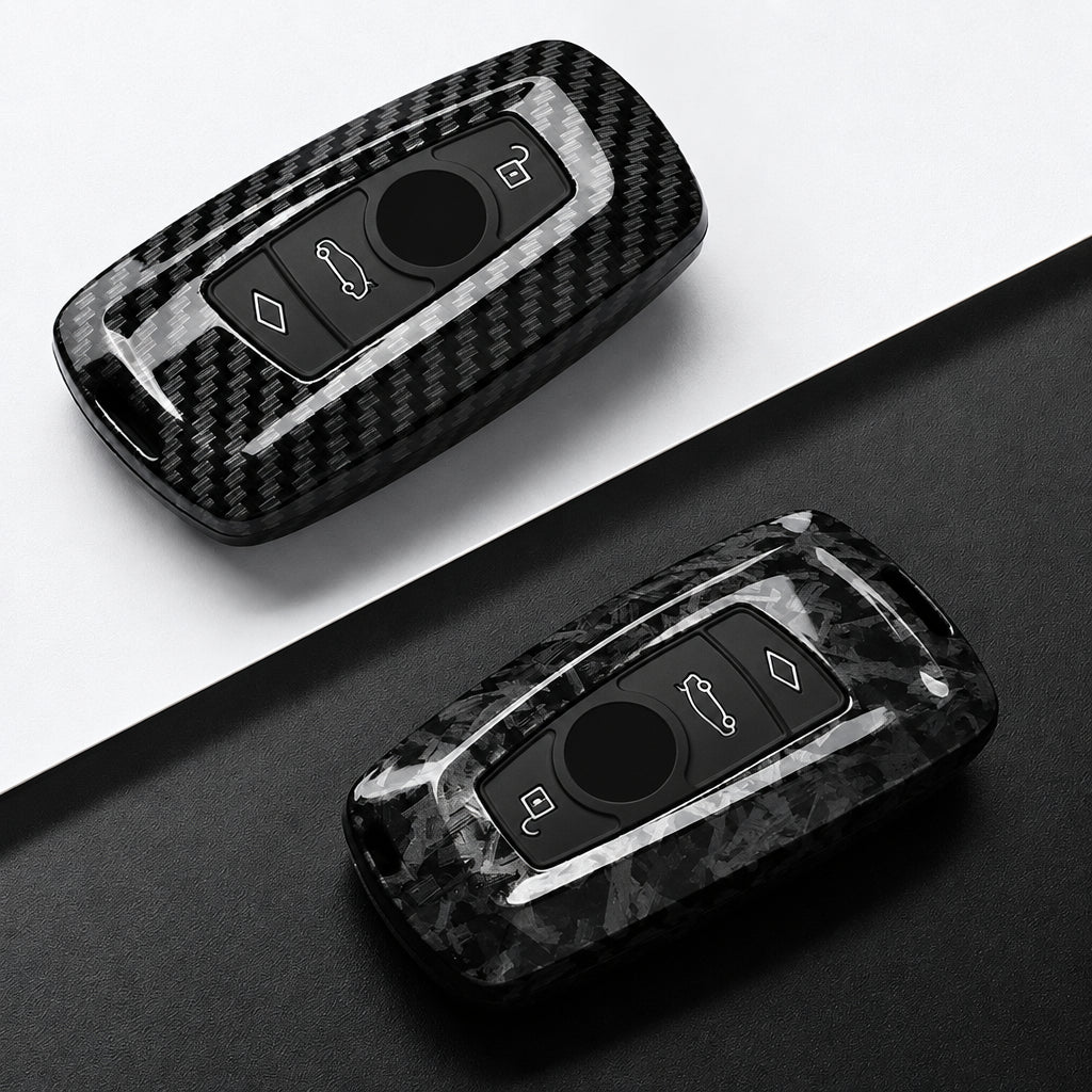 Car Key Cover Compatible with BMW 1 3 5 7 Series X1 X3 X4 X5 F10 F15 F16 F20 F30 F18 F25 M3 M4 – Carbon Fiber Style