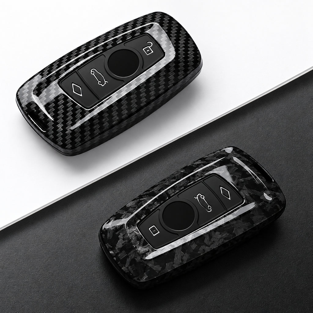 Car Key Cover Compatible with BMW 1 3 5 7 Series X1 X3 X4 X5 F10 F15 F16 F20 F30 F18 F25 M3 M4 – Carbon Fiber Style