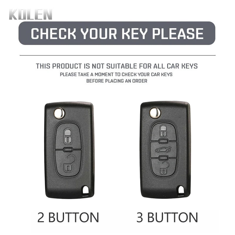 Car Key Cover Compatible with Peugeot 107 207 307 308 407 607 3008 5008; Citroen Xsara Picasso C5 C6 C8 – Carbon Fiber Style