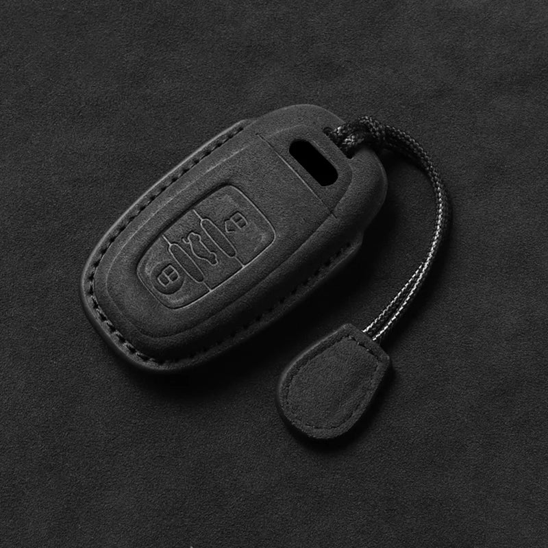 Suede Car Key Fob Case Compatible with Audi A3, A4, A6, A7, A8, B9, C8, D5, 4K, S8, Q7, Q8, SQ8, e-tron, 2018, 2019, 2020, 2021