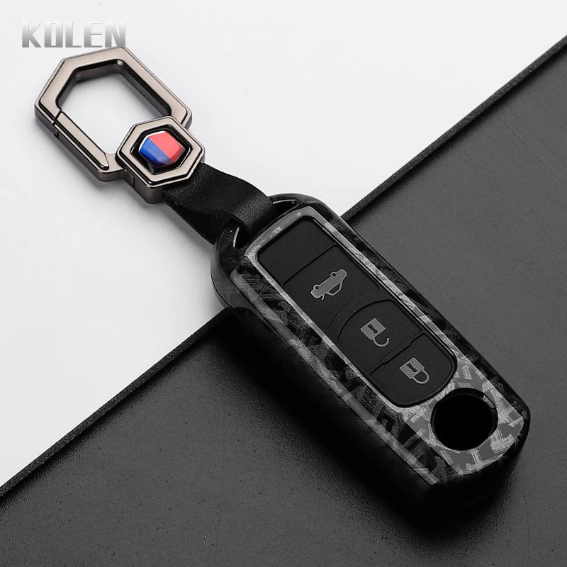 Car Key Cover Compatible with Mazda 2 3 6 Demio Atenza Axela CX-5 CX5 CX-3 CX7 CX-9 3 4 CX30 2016 2017 2018 2019 – Carbon Fiber Style