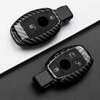 Car Key Cover Compatible with Mercedes-Benz A B C E Class GLS GLA GLK GLC CLS CLA AMG W204 W205 W212 W463 W176 – Carbon Fiber Style