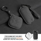 Suede Leather Car Key Fob Cover Compatible with SGMW Wuling Baojun Air, Yep, KiWi EV, E100, 630, 510, 730, 610, 530, 560, RS-5