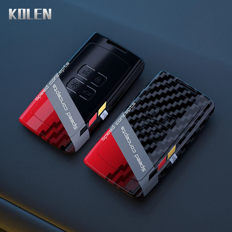 Key Card Cover Compatible with Renault Clio Captur Megane Talisman Espace Zoe Koleos Scenic 4 Arkana; Dacia Sandero – ABS Carbon Fiber Style