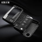 Car Key Cover Compatible with Volkswagen (VW) Golf 7 MK7 Tiguan MK2; SEAT Ateca Leon FR 2 Ibiza – Carbon Fiber Style