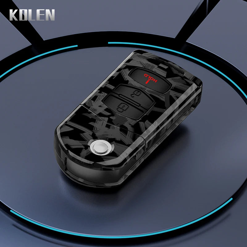 Flip Key Cover Compatible with Mazda 2 3 5 6 8 CX7 CX-7 CX5 CX-5 CX9 CX-9 MX5 MX-5 M6 RX8 RX-8 – 2/3/4 Buttons – Carbon Fiber Style