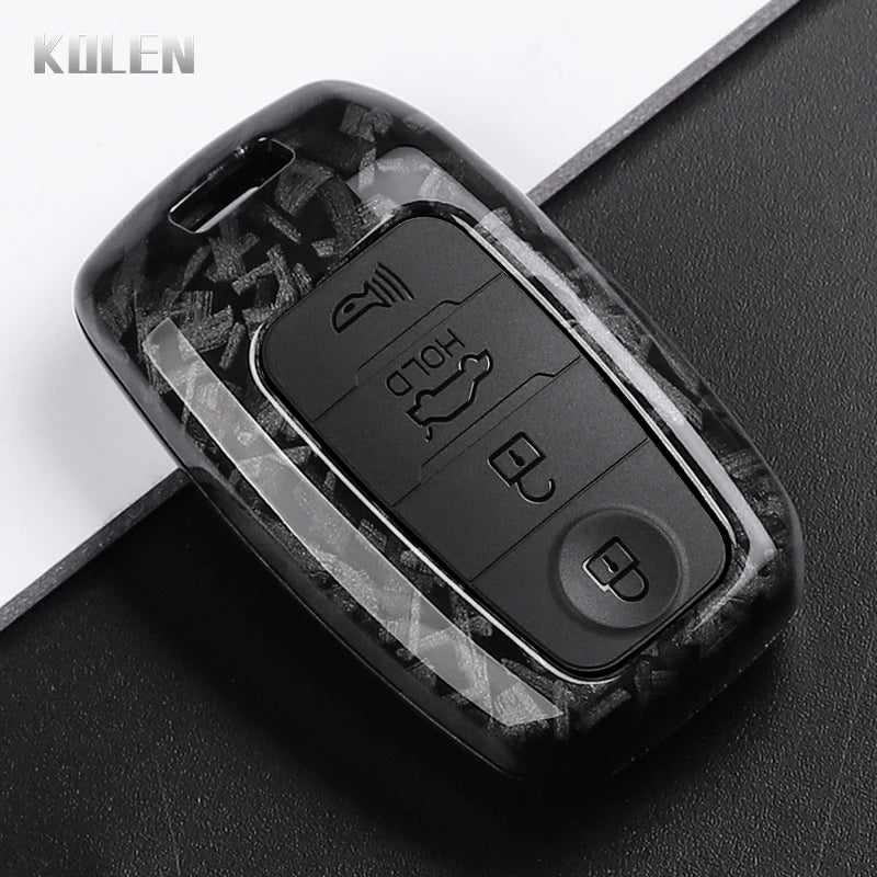 Car Key Cover Compatible with Kia Sportage Cerato Optima K2 K3 K4 K5 Rio Picanto Soul Sorento Sedona – Carbon Fiber Style