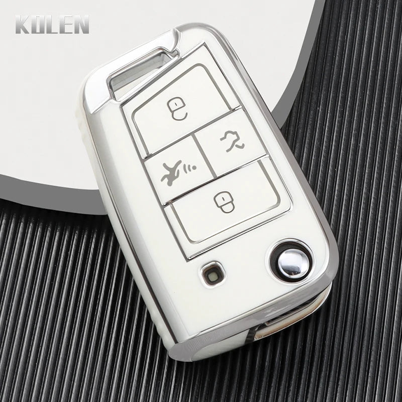 Car Key Cover Compatible with Volkswagen (VW) Golf 7 MK7 Tiguan MK2; SEAT Ateca Leon FR 2 Ibiza; Skoda Octavia – Carbon Fiber Style