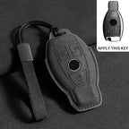 Suede Remote Key Fob Case Compatible with Mercedes-Benz E-Class, W213, W205, E200, E260, E300, E320, AMG, CLA, 2018, 2019, 2020