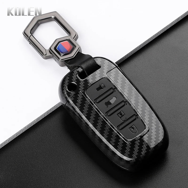 Car Key Cover Compatible with Hyundai ix35 Elantra Sonata 8 9; Kia Sportage K5 K2 Sorento Optima Forte – Carbon Fiber Style