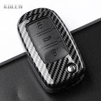 Car Key Cover Compatible with Volkswagen (VW) Polo Tiguan Passat B5 B6 B7 Golf 4 5 6 MK6 Jetta Lavida – Carbon Fiber Style