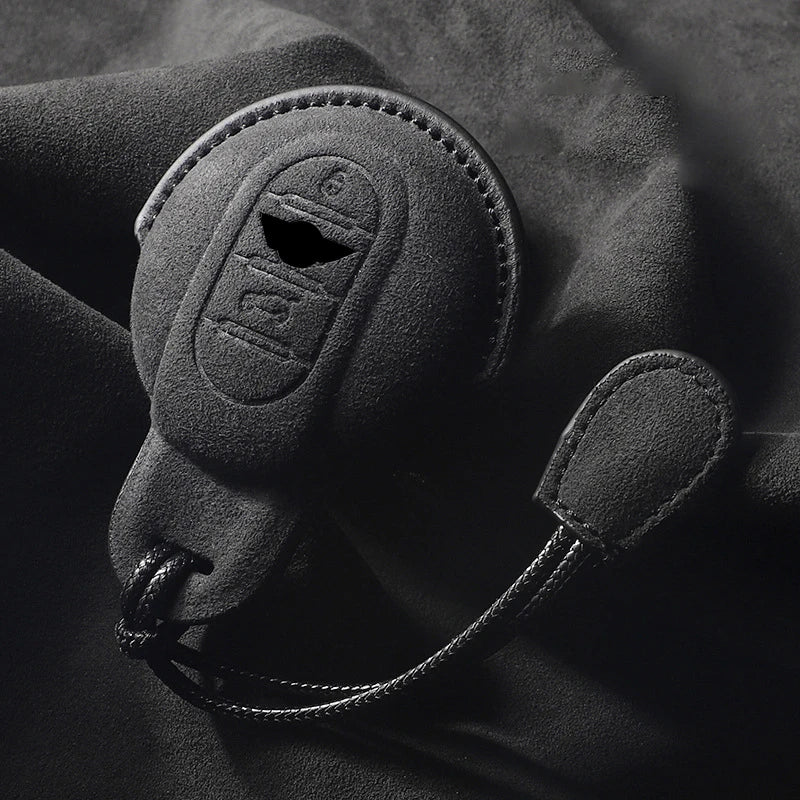 Suede Car Key Fob Cover Compatible with BMW MINI Cooper S, One, JCW, F54, F55, F56, F57, F60, Clubman, Countryman