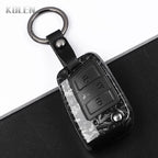 Car Key Cover Compatible with Volkswagen (VW) Golf 7 MK7 Tiguan MK2; SEAT Ateca Leon FR 2 Ibiza – Carbon Fiber Style
