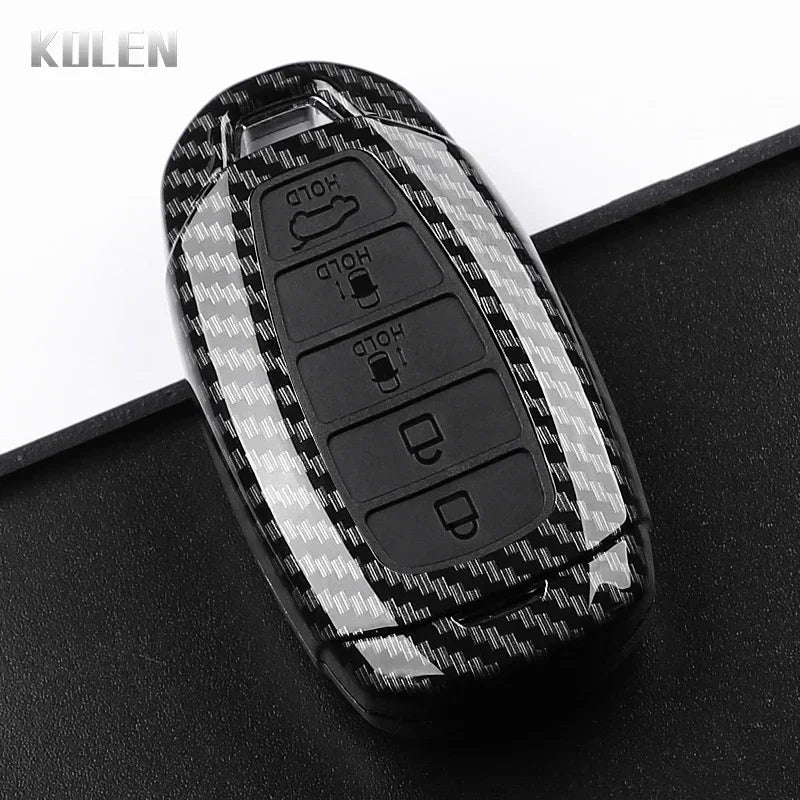 Car Key Cover Compatible with Hyundai i30 ix25 Elantra Kona Solaris Azera Grandeur IG TM Accent Santa Fe – Carbon Fiber Style