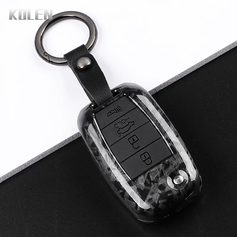 Car Key Cover Compatible with Kia Rio 3 K2 Ceed Cerato K3 Sportage 4 Picanto K5 Optima Sorento Forte Stinger – Carbon Fiber Style