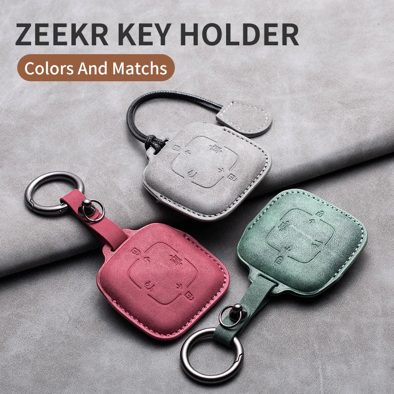 Leather Smart Remote Key Cover Compatible with ZEEKR X, 001, 007, 009, 7X, MIX