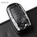 Car Key Cover Compatible with Volkswagen (VW) Polo Tiguan Passat B5 B6 B7 Golf 4 5 6 MK6 Jetta Lavida – Carbon Fiber Style