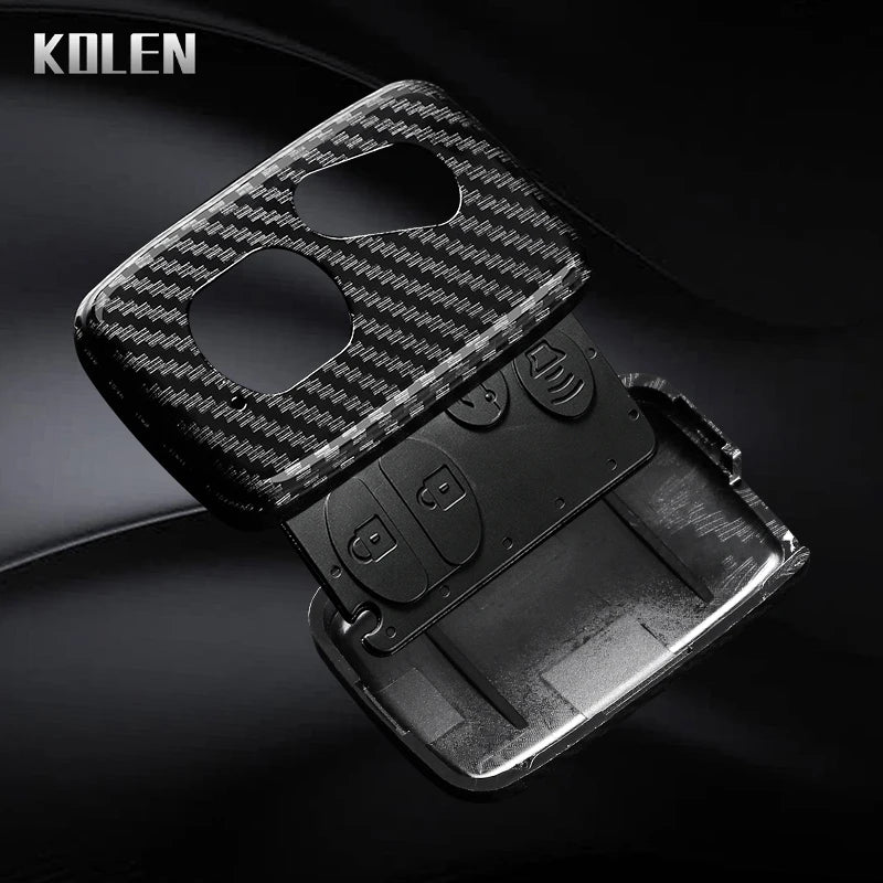 Car Key Cover Compatible with Toyota Aqua RAV4 Land Cruiser Camry Prado Corolla Prius – Carbon Fiber Style