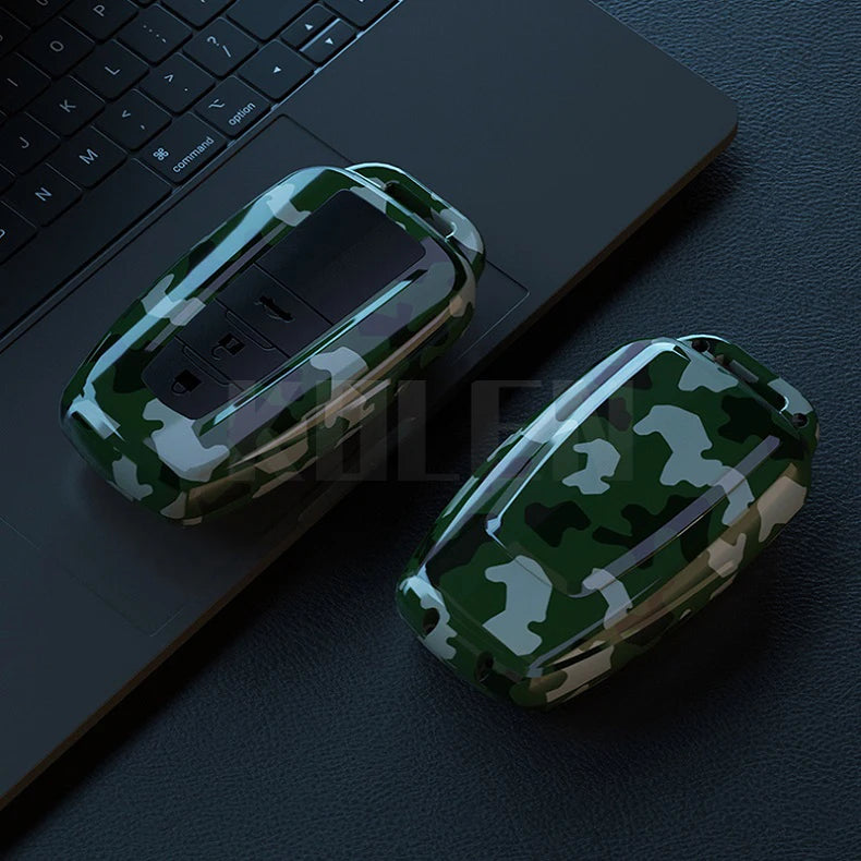 Car Key Cover Compatible with Toyota Prius Camry Corolla CHR C-HR RAV4 Land Cruiser Prado – Carbon Fiber Style