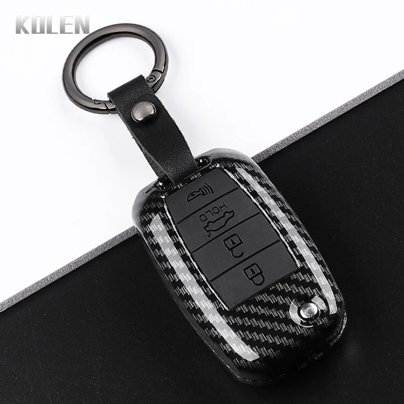 Car Key Cover Compatible with Kia Rio 3 K2 Ceed Cerato K3 Sportage 4 Picanto K5 Optima Sorento Forte Stinger – Carbon Fiber Style