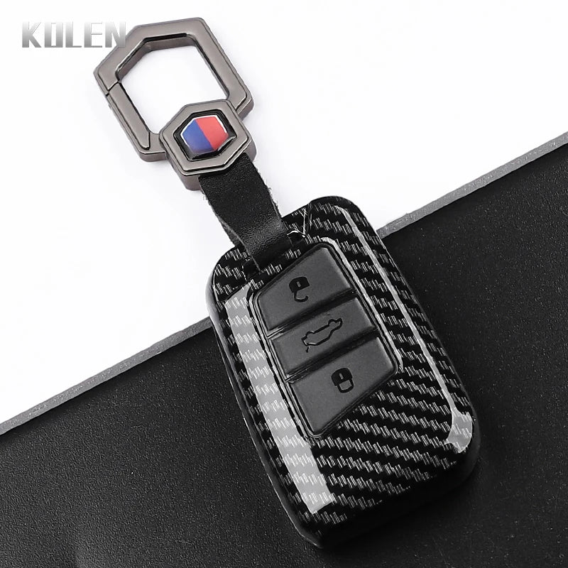 Car Key Cover Compatible with Volkswagen (VW) Passat B8 Magotan; Skoda Superb A7 Kodiaq; SEAT – Carbon Fiber Style