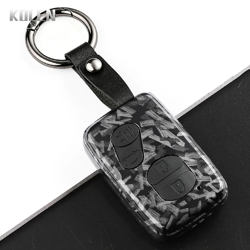 Car Key Cover Compatible with Toyota Aqua RAV4 Land Cruiser Camry Prado Corolla Prius – Carbon Fiber Style