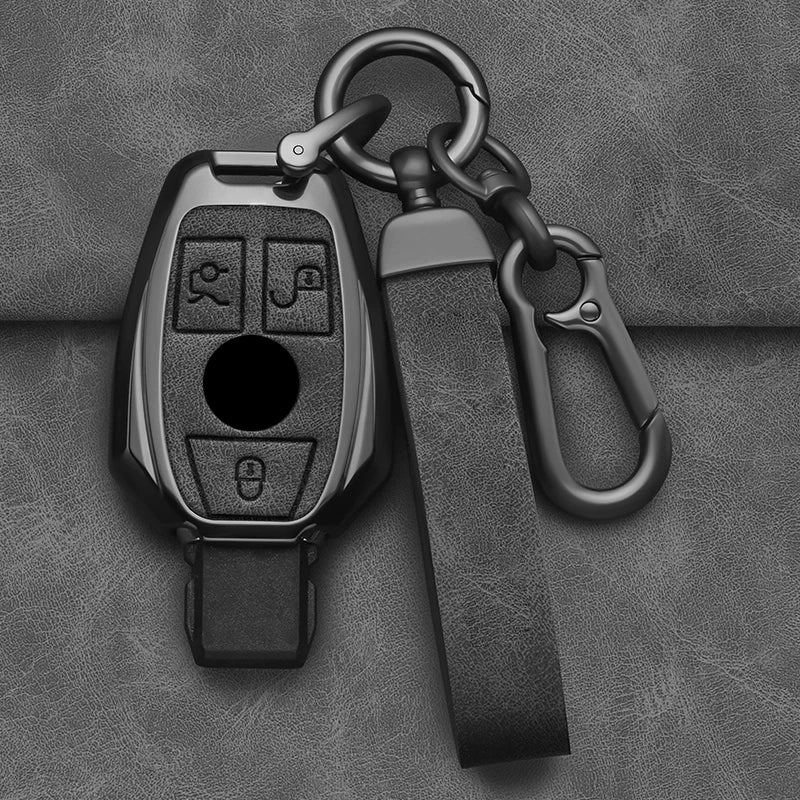 2/3 Buttons Alloy-Style Car Key Fob Cover for Mercedes-Benz A-Class, B-Class, C-Class, E-Class, CLA, CLS, GLA, GLB, GLC, GLK, GLE, GLS & G-Class – W204, W205, W212, W463