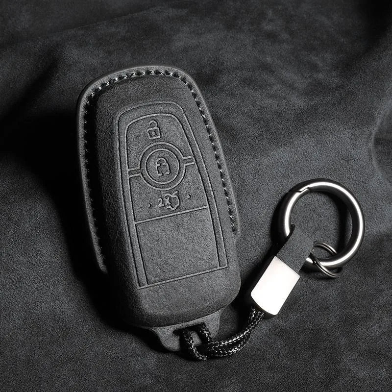Suede Keyless Remote Key Cover Compatible with Ford Ranger Wildtrak