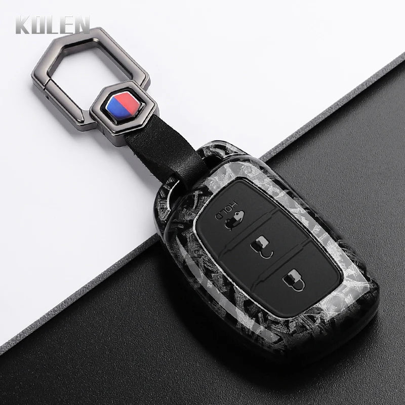 Car Key Cover Compatible with Hyundai Tucson Santa Fe Rena Sonata Elantra Creta ix35 ix45 i10 i30 i40 – Carbon Fiber Style