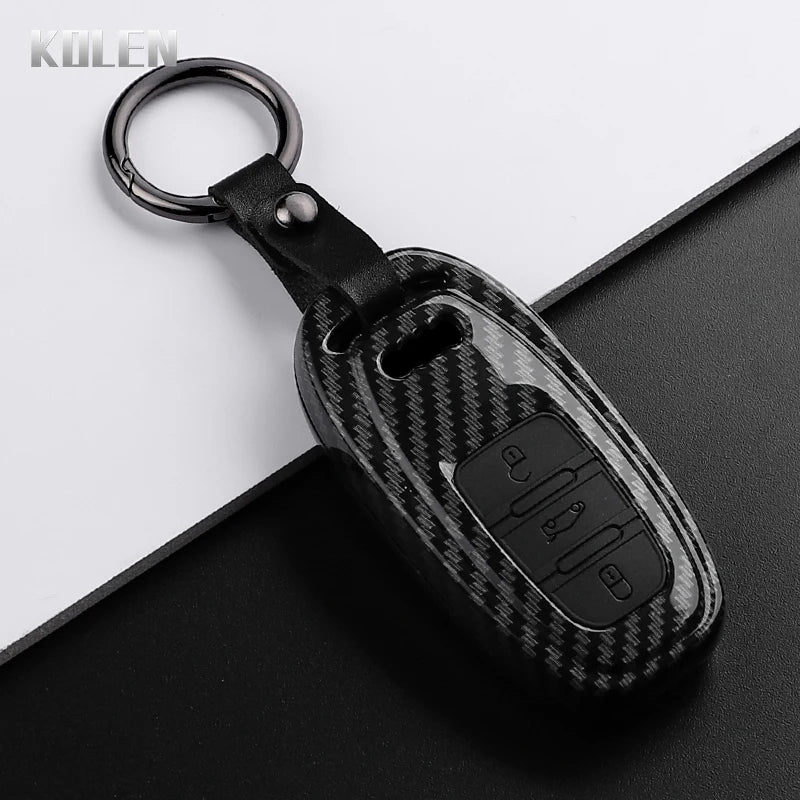 Car Key Cover Compatible with Audi A1 A3 8V A4 B8 B9 A5 A6 C7 A7 A8 Q3 Q5 Q7 S4 S6 S7 S8 R8 TT – Carbon Fiber Style