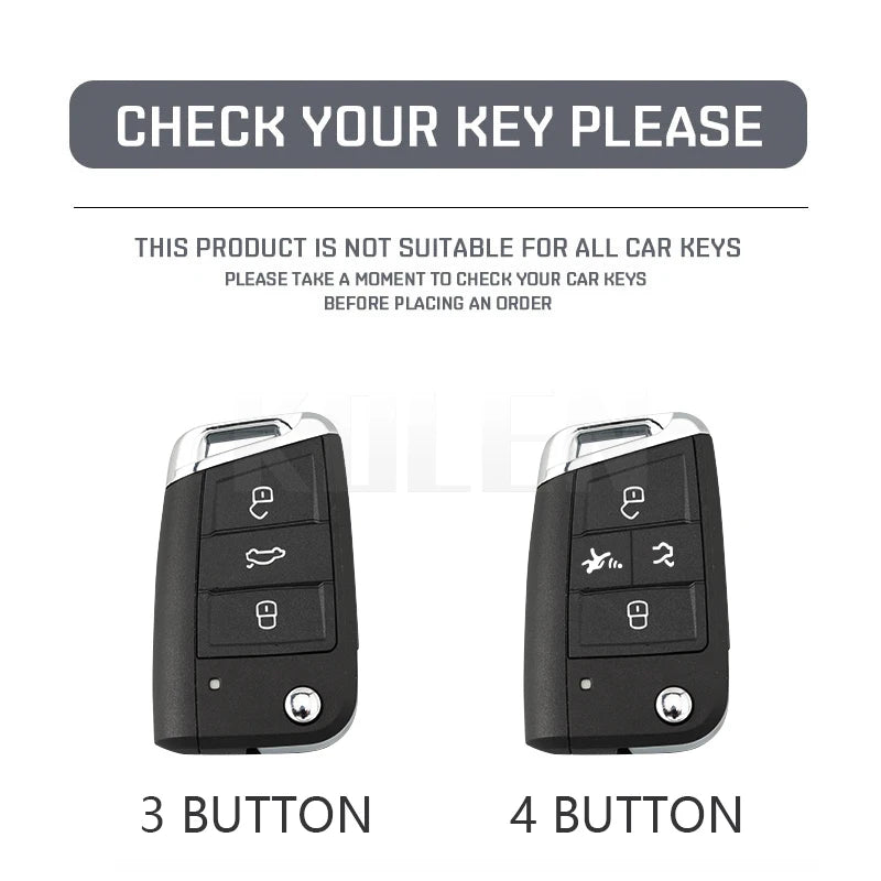 Car Key Cover Compatible with Volkswagen (VW) Golf 7 MK7 Tiguan MK2; SEAT Ateca Leon FR 2 Ibiza – Carbon Fiber Style