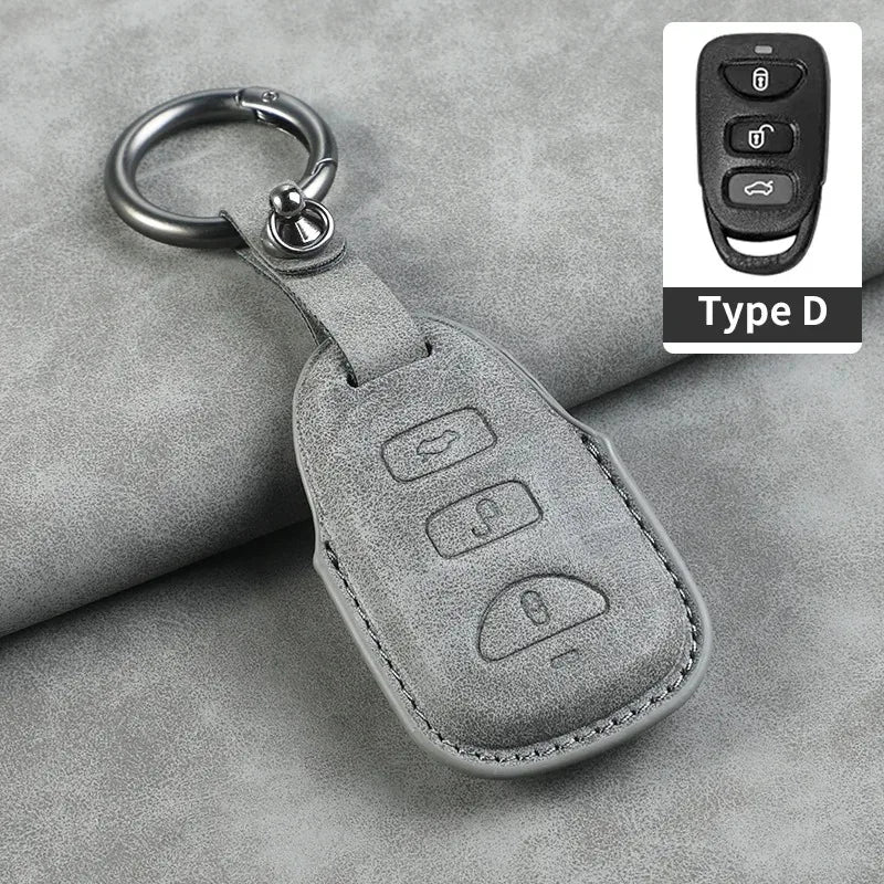 Leather Car Key Cover Compatible with Kia Telluride, Telluride SX 2021, Sportage R 2022, K5 GT Line 2021, Seltos 2020 – 5 Buttons